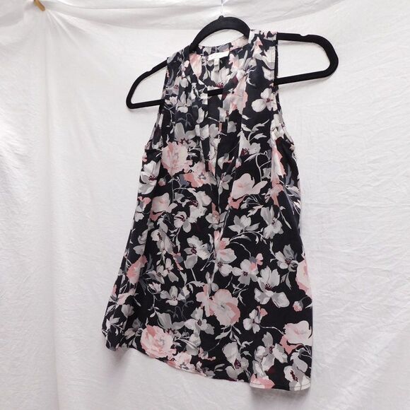 Joie XS  Black & Pink Floral Print Silk Blouse EUC - Picture 2 of 4